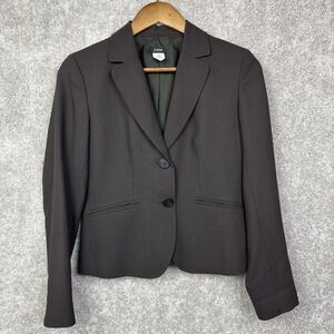 J Crew‎ Schoolboy Blazer Women P4 Brown Wool Jacket Two Button Office Career